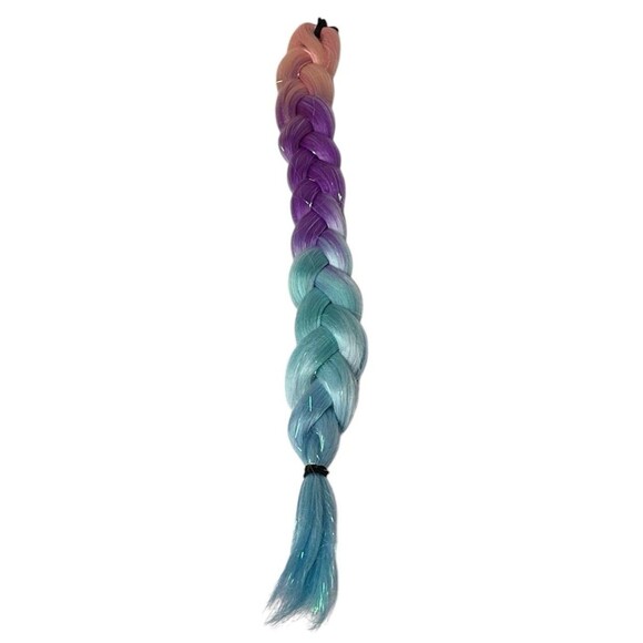 Ombre Braided Ponytail Extension 24" Pink Purple Blue Sparkle Jumbo Braid New - Picture 2 of 5